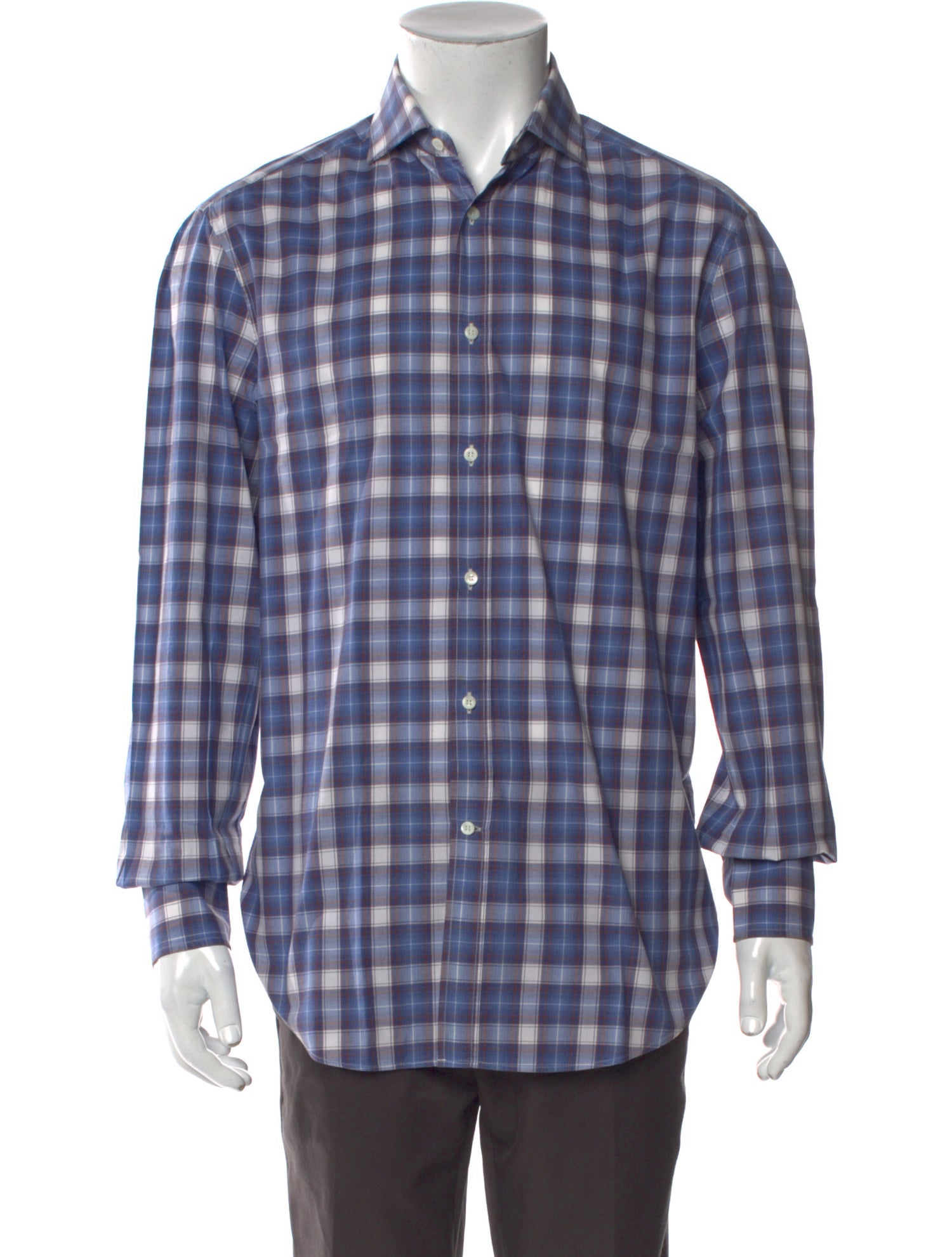 Brunello Cucinelli Plaid Print Long Sleeve Shirt