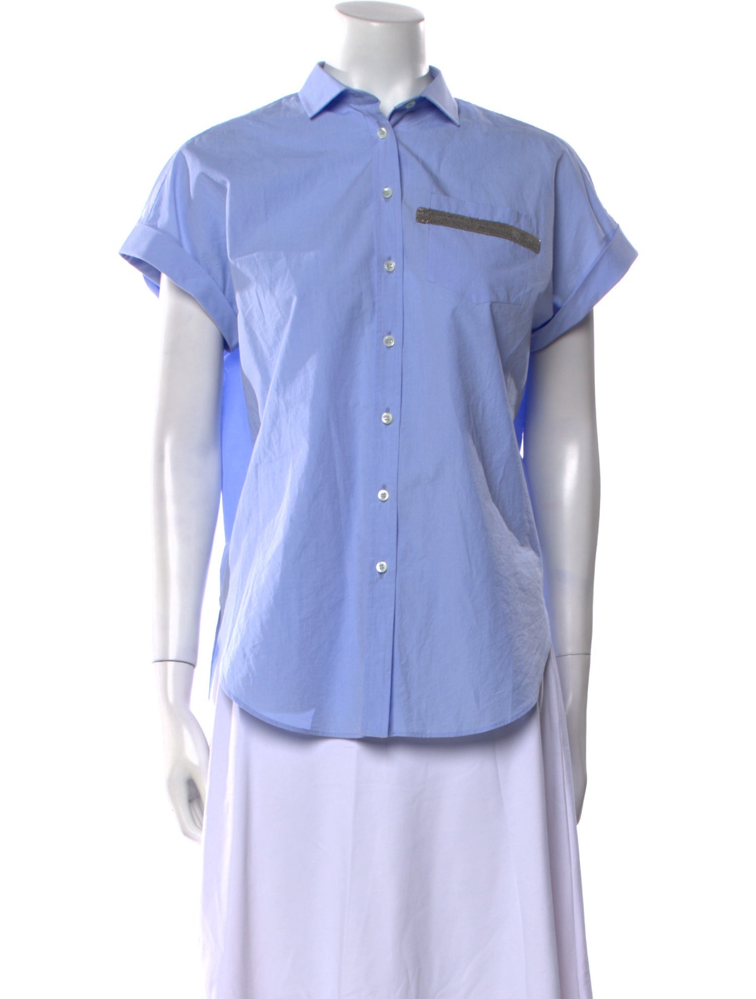 Brunello Cucinelli Short Sleeve Button-Up Top