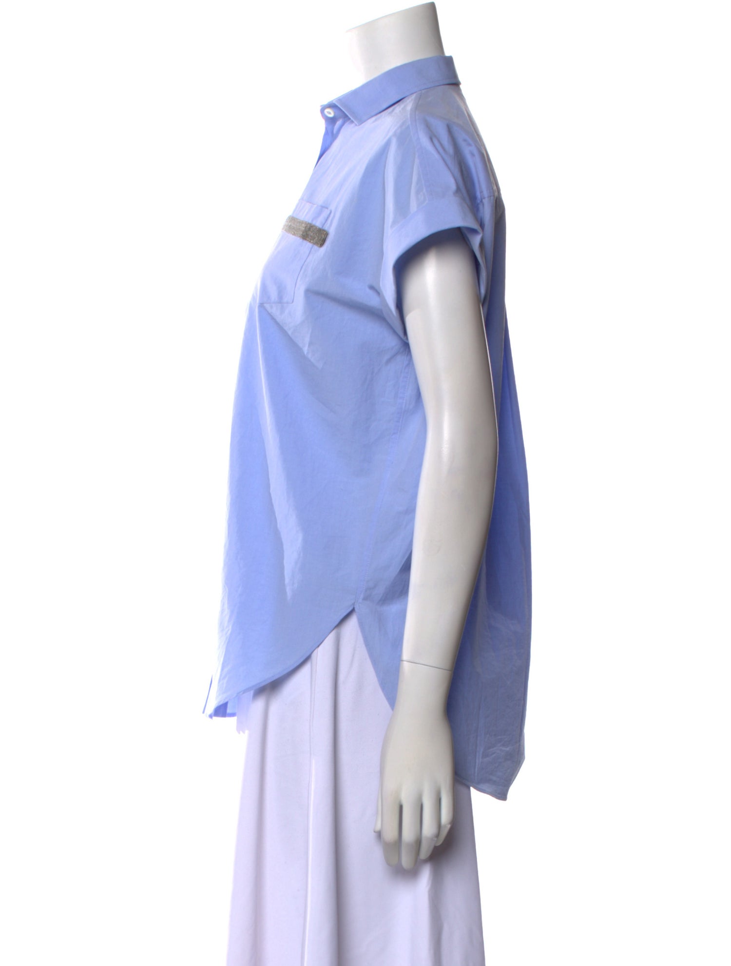 Brunello Cucinelli Short Sleeve Button-Up Top