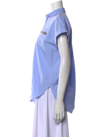 Brunello Cucinelli Short Sleeve Button-Up Top