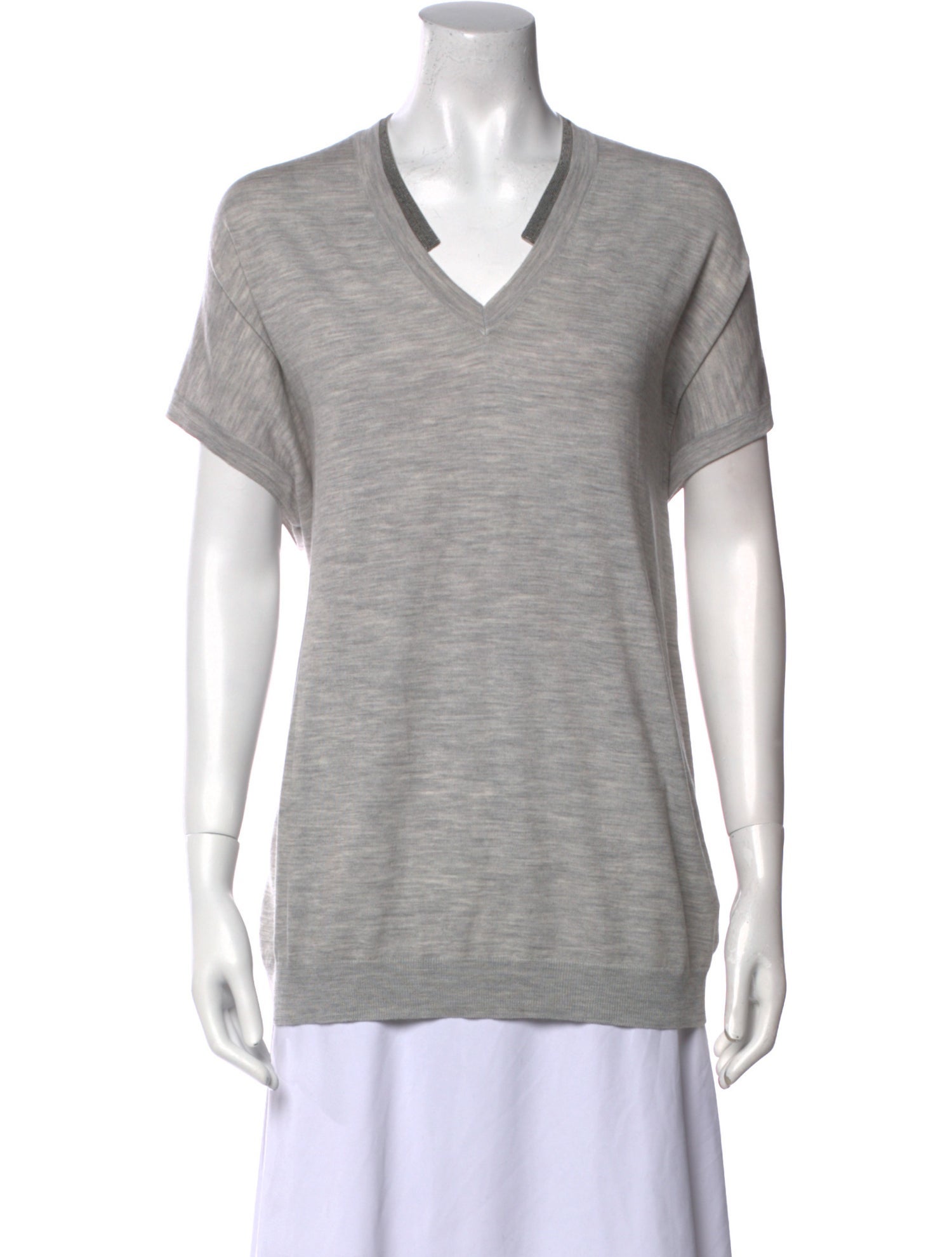 Brunello Cucinelli Virgin Wool V-Neck T-Shirt
