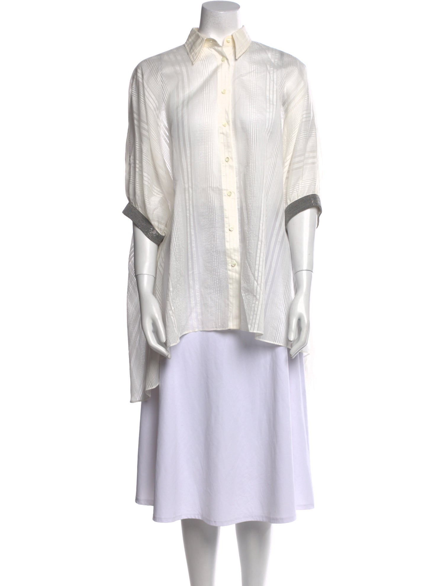 Brunello Cucinelli Striped Three-Quarter Sleeve Tunic