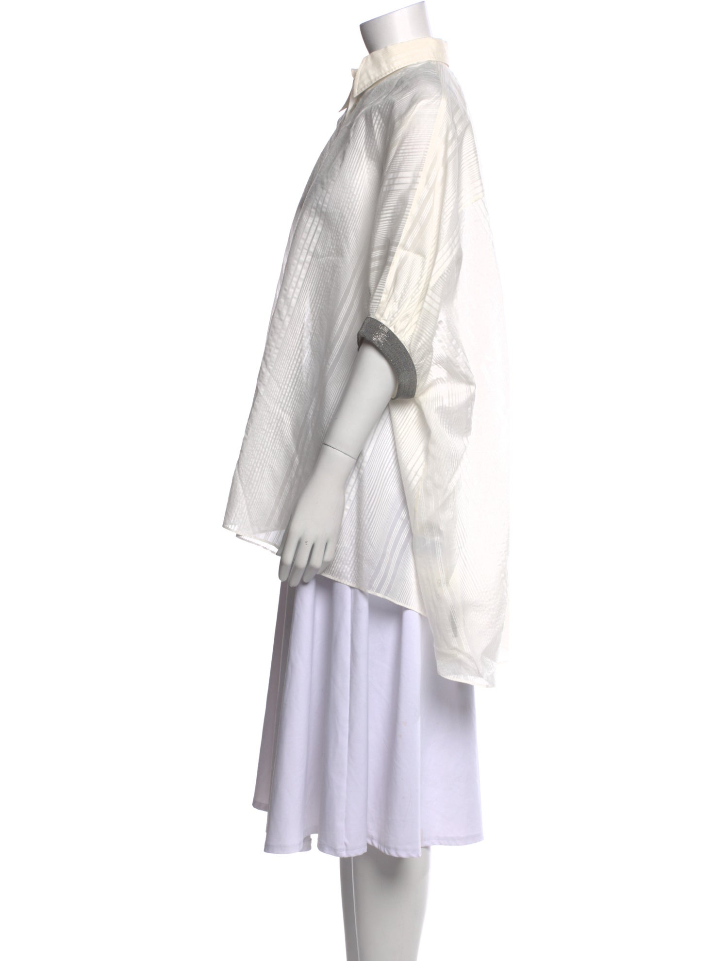 Brunello Cucinelli Striped Three-Quarter Sleeve Tunic