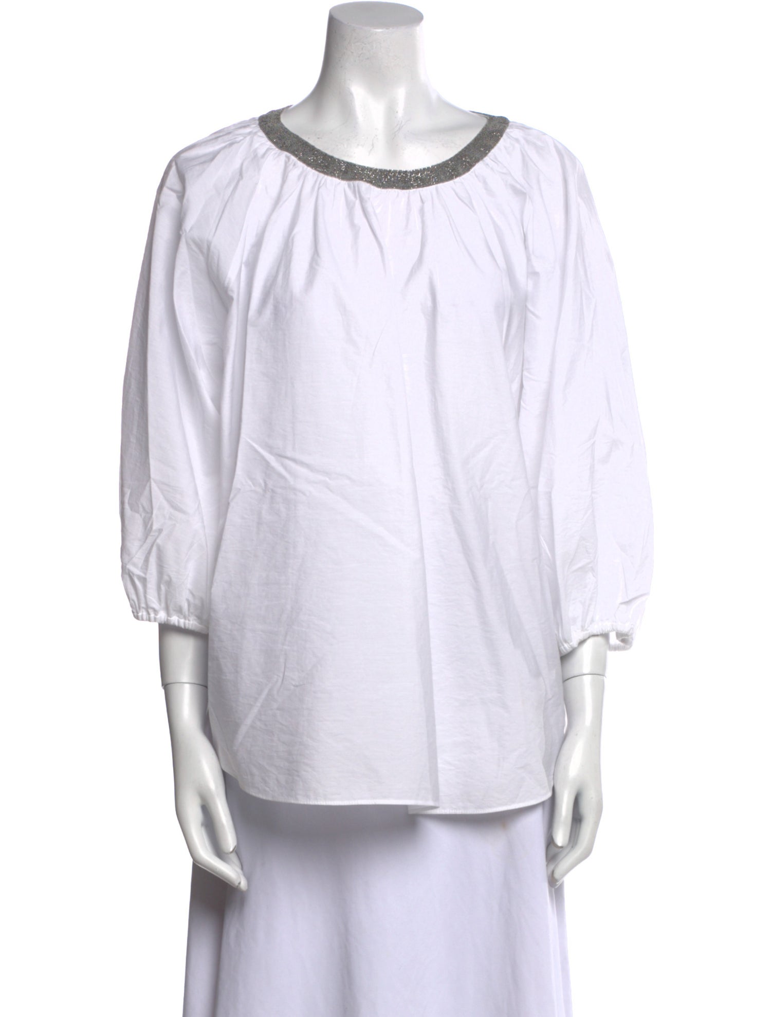 Brunello Cucinelli Scoop Neck Three-Quarter Sleeve Tunic