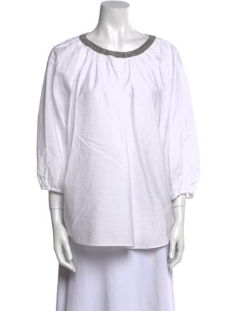 Brunello Cucinelli Scoop Neck Three-Quarter Sleeve Tunic