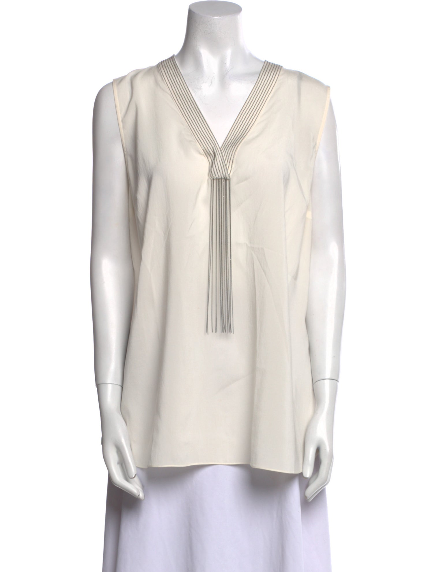 Brunello Cucinelli Silk V-Neck Top