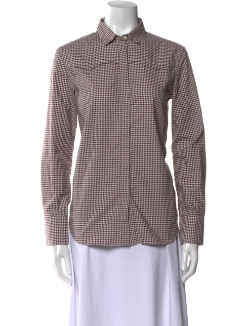 Brunello Cucinelli Plaid Print Long Sleeve Button-Up Top