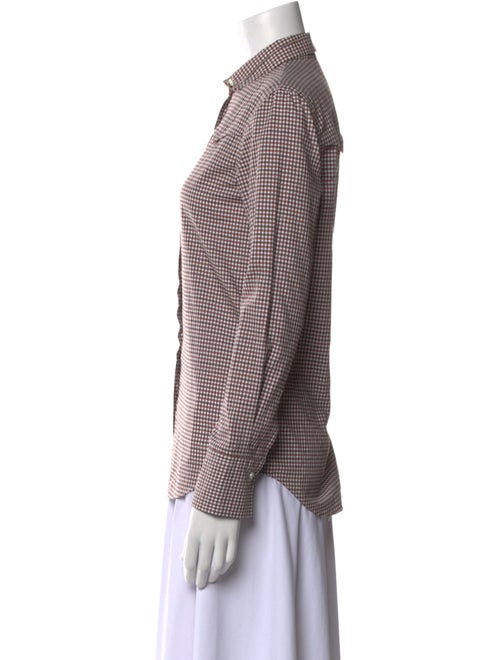 Brunello Cucinelli Plaid Print Long Sleeve Button-Up Top