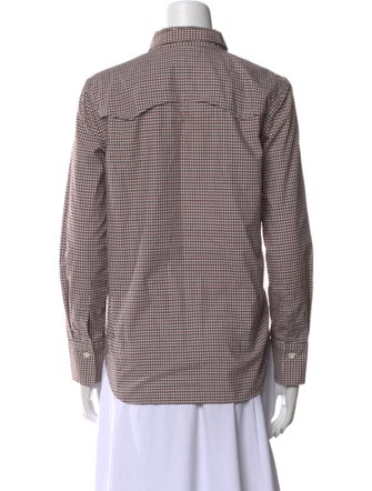 Brunello Cucinelli Plaid Print Long Sleeve Button-Up Top