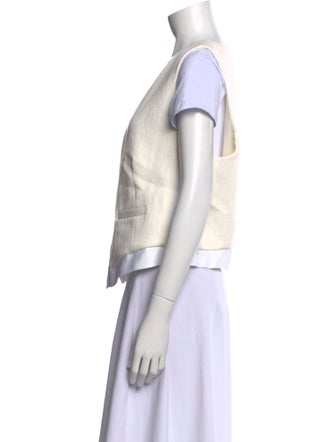 Brunello Cucinelli V-Neck Short Sleeve Button-Up Top