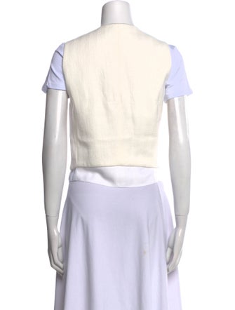 Brunello Cucinelli V-Neck Short Sleeve Button-Up Top