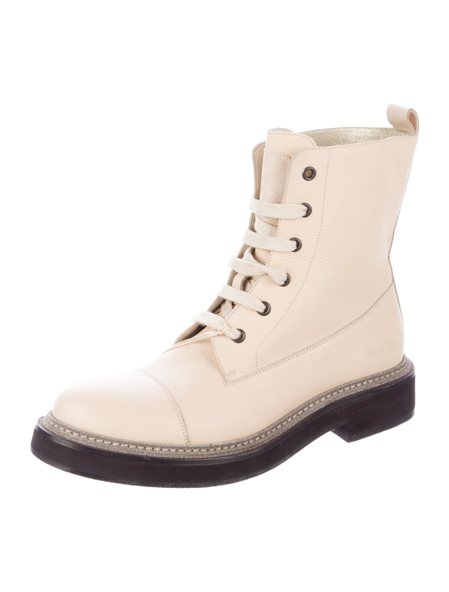 Brunello Cucinelli Leather Combat Boots