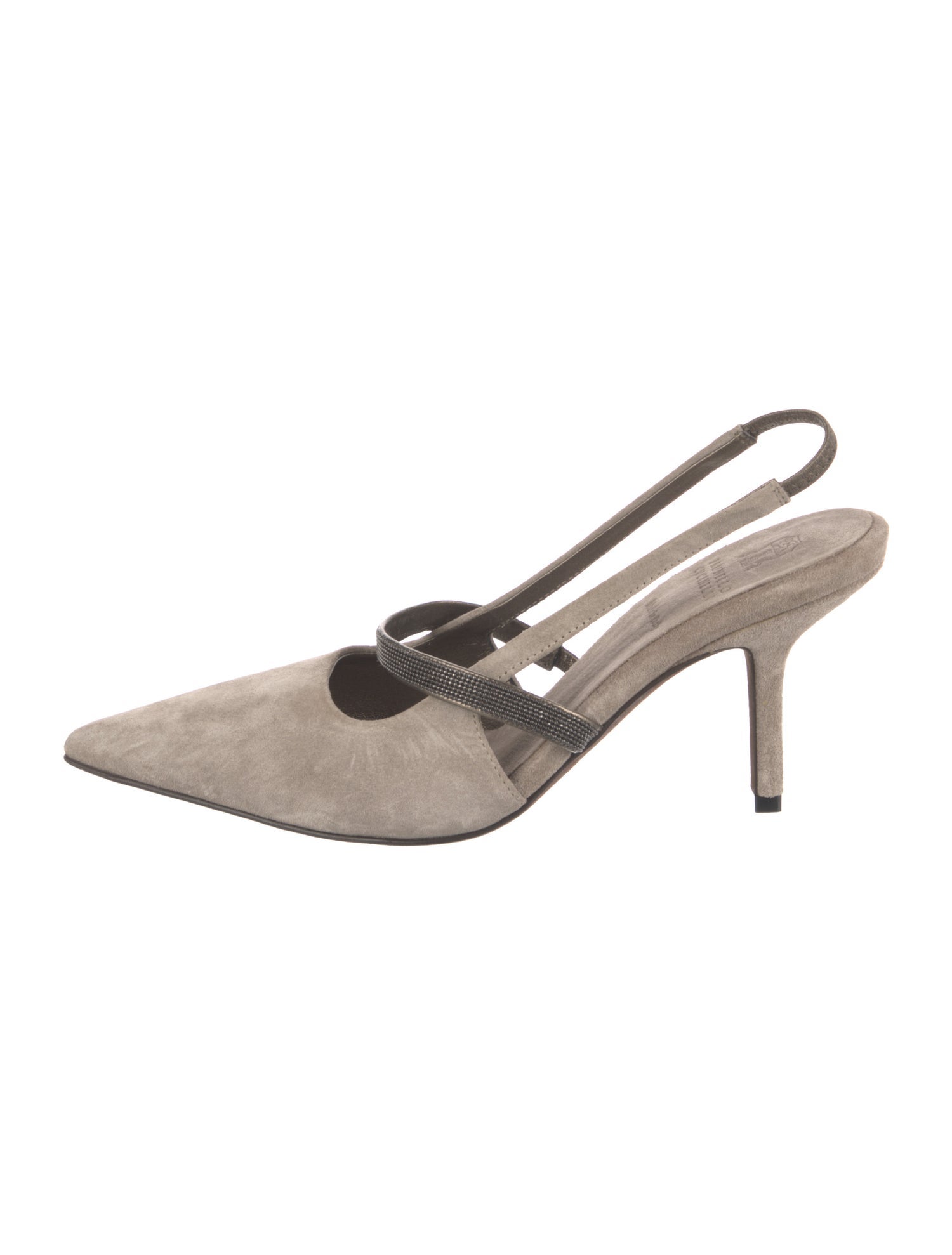Brunello Cucinelli Monili Suede Slingback Pumps