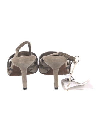 Brunello Cucinelli Monili Suede Slingback Pumps