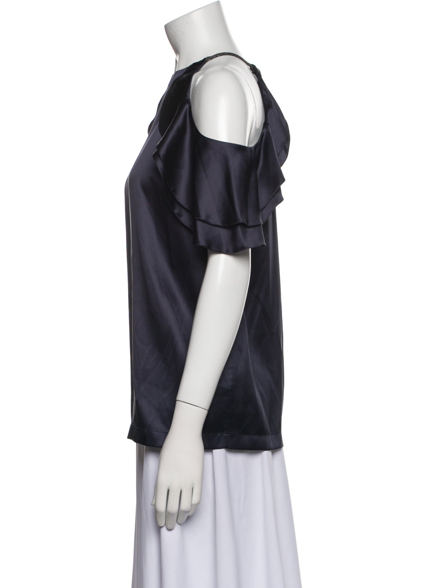 Brunello Cucinelli Silk Crew Neck Blouse