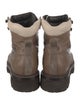 Brunello Cucinelli Leather Beaded Accents Combat Boots
