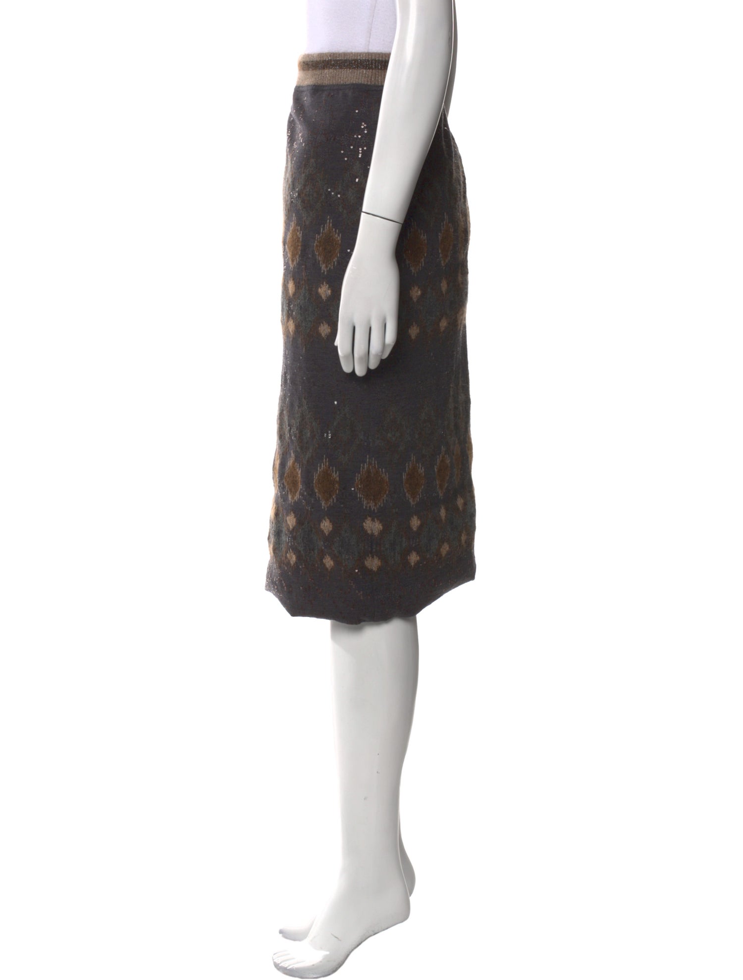 Brunello Cucinelli Virgin Wool Knee-Length Skirt