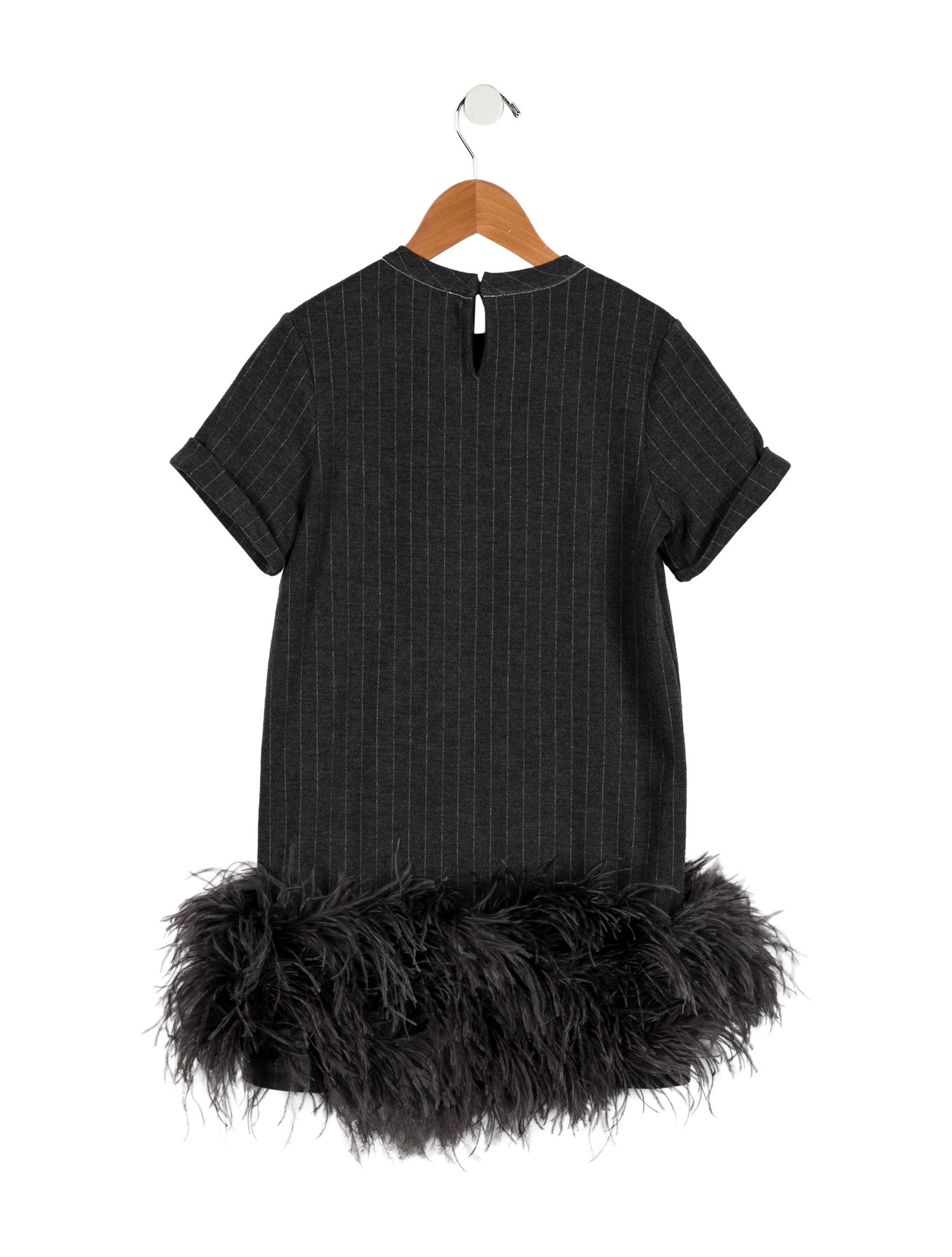 Brunello Cucinelli Girls' Patterned Virgin Wool Short Sleeve Dress