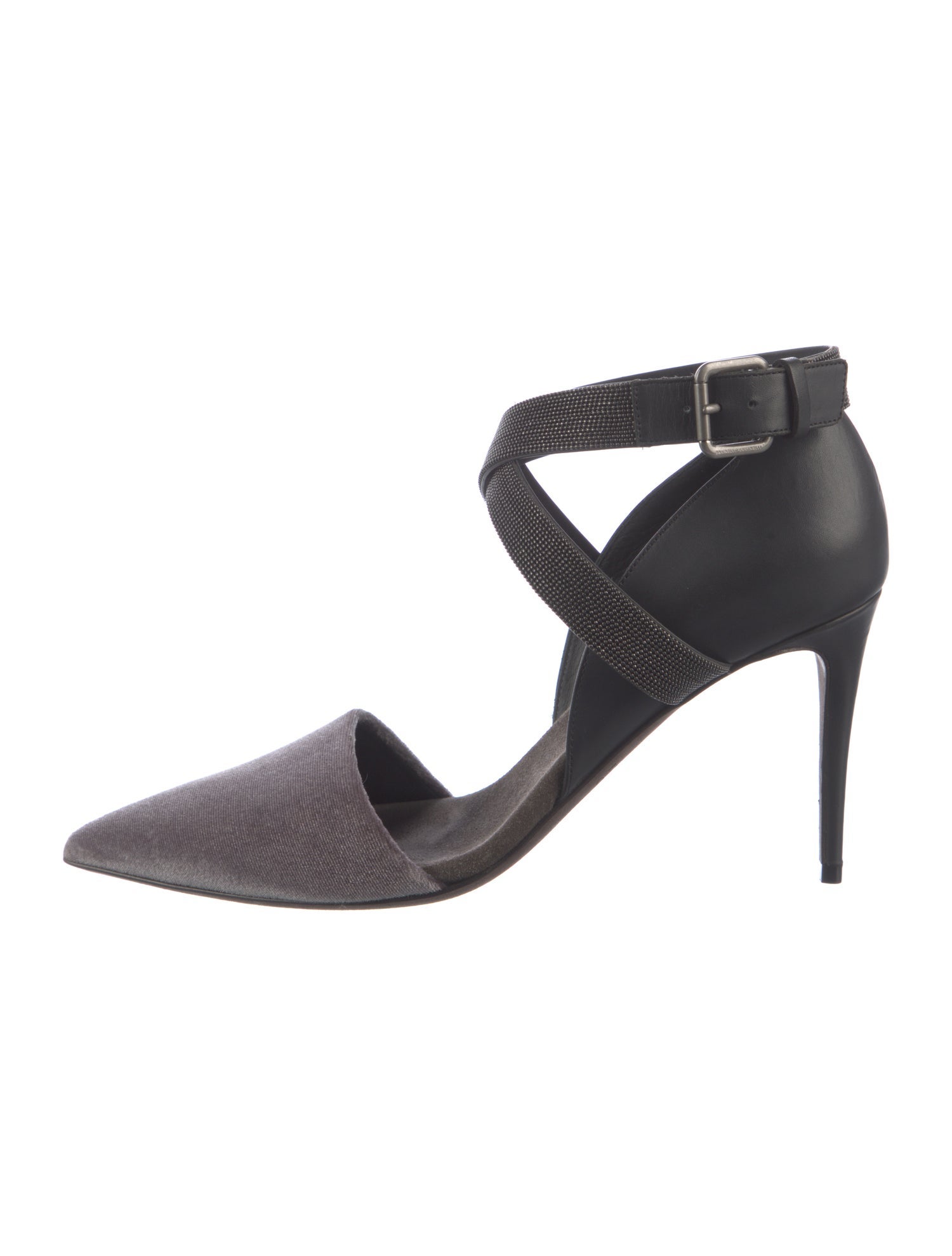 Brunello Cucinelli Velvet Studded Accents D'Orsay Pumps