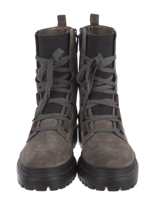 Brunello Cucinelli Monili Suede Combat Boots