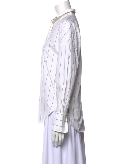 Brunello Cucinelli Striped Long Sleeve Button-Up Top