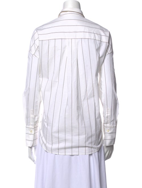 Brunello Cucinelli Striped Long Sleeve Button-Up Top