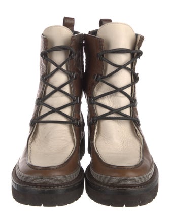 Brunello Cucinelli Monili Leather Combat Boots