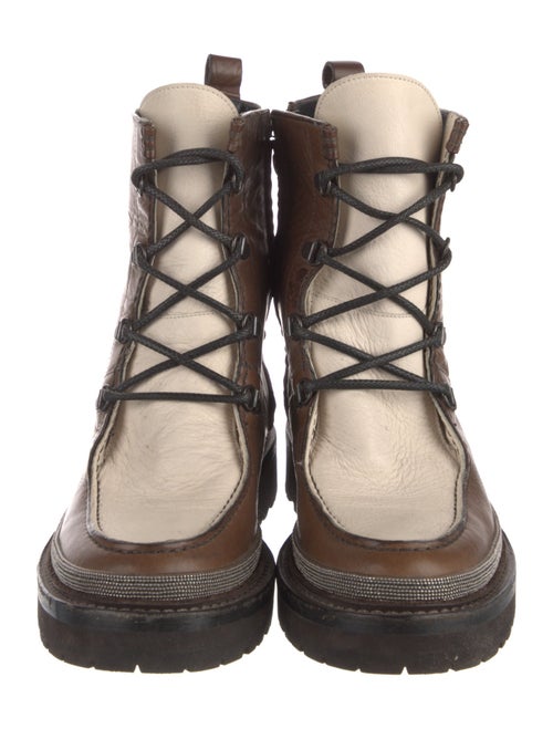Brunello Cucinelli Monili Leather Combat Boots