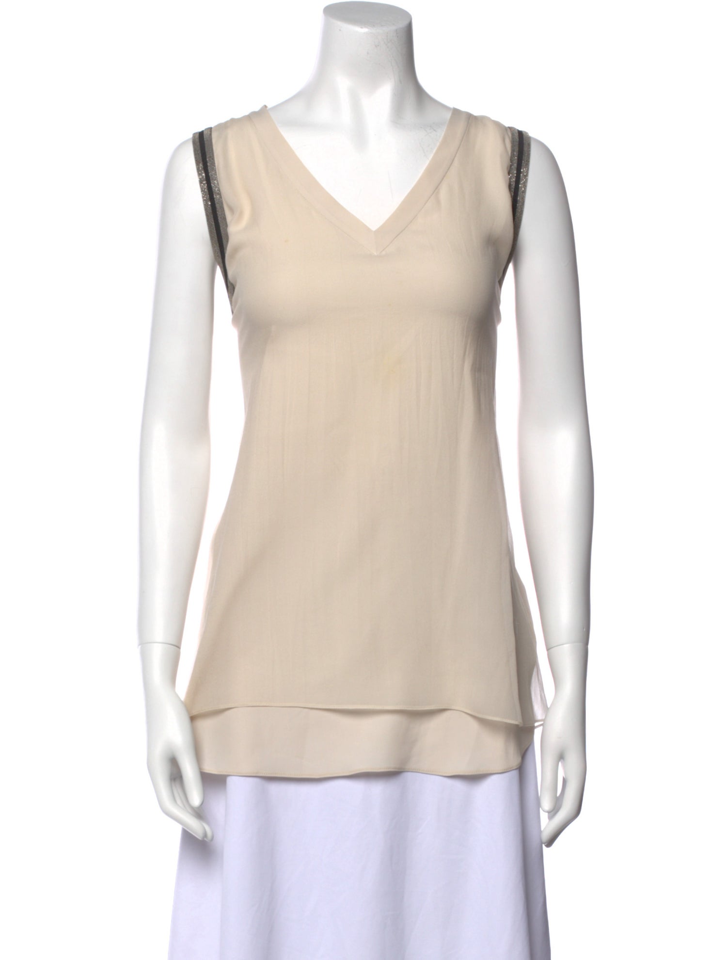 Brunello Cucinelli Silk V-Neck Top