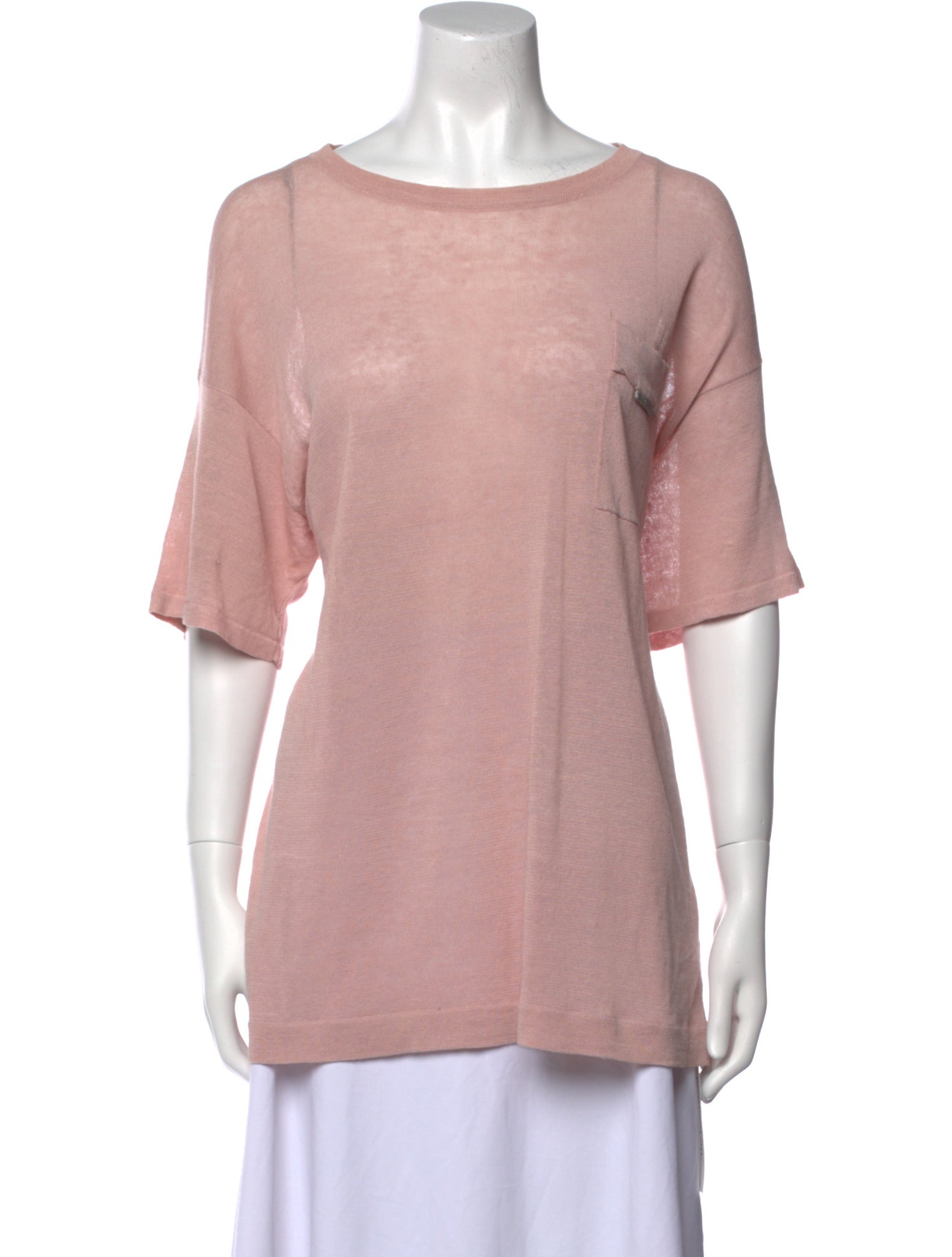 Brunello Cucinelli Linen Bateau Neckline T-Shirt