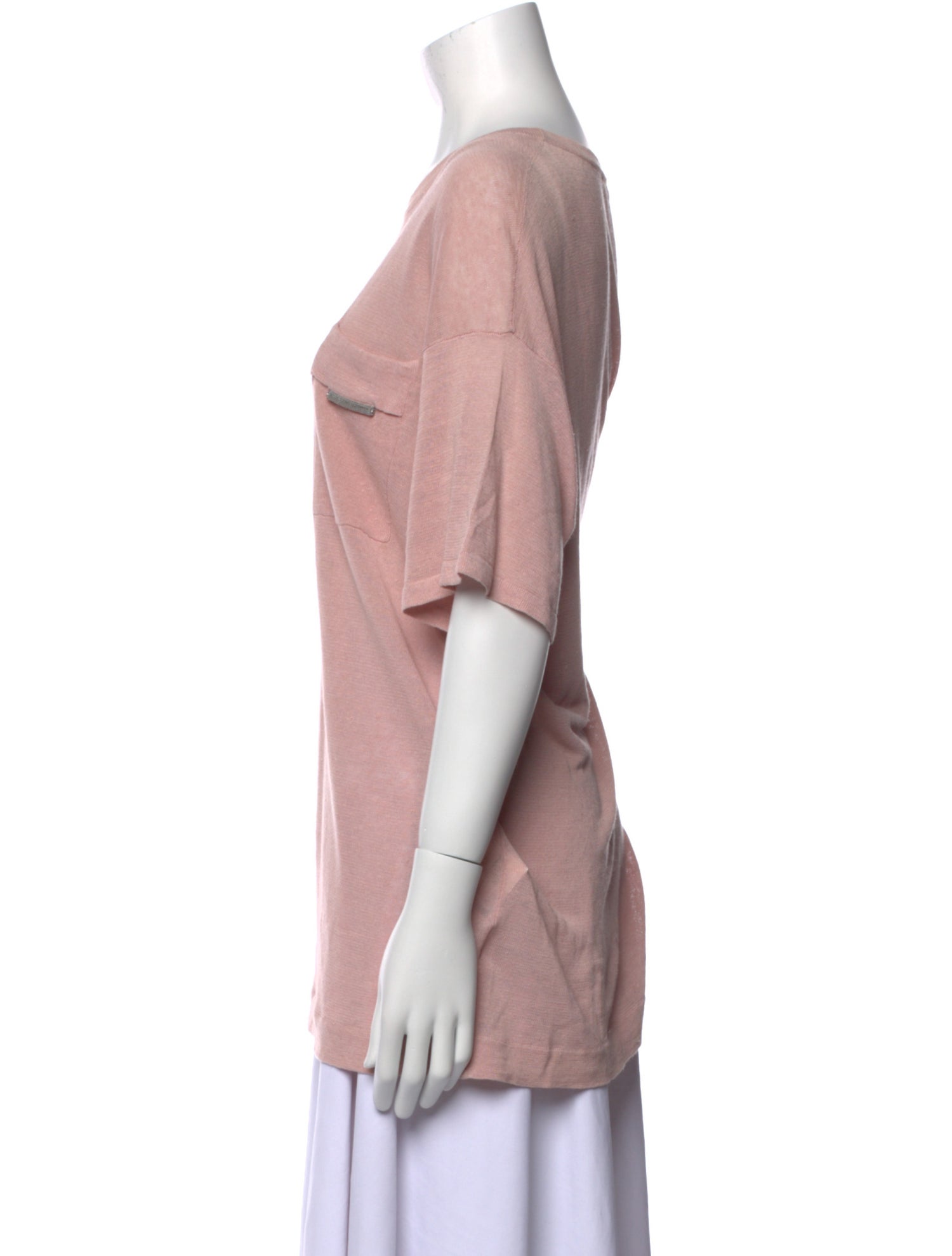 Brunello Cucinelli Linen Bateau Neckline T-Shirt