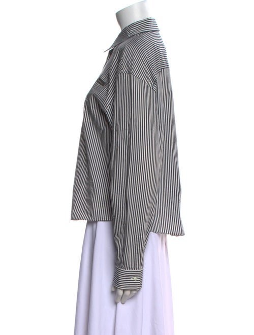 Brunello Cucinelli Striped Long Sleeve Button-Up Top