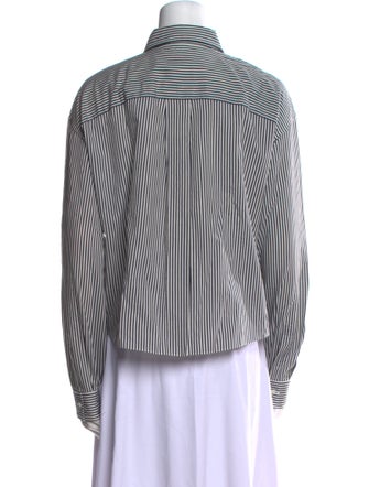 Brunello Cucinelli Striped Long Sleeve Button-Up Top