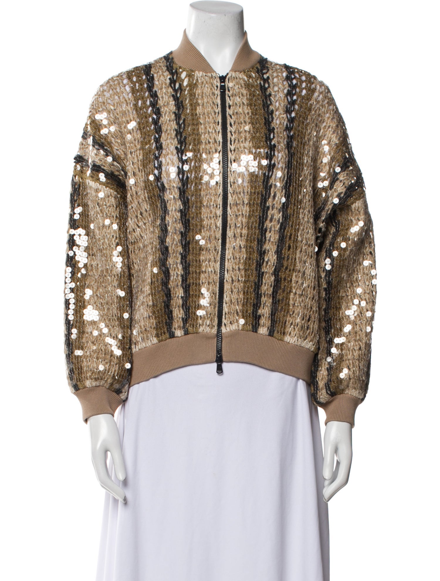 Brunello Cucinelli Striped Bomber Jacket