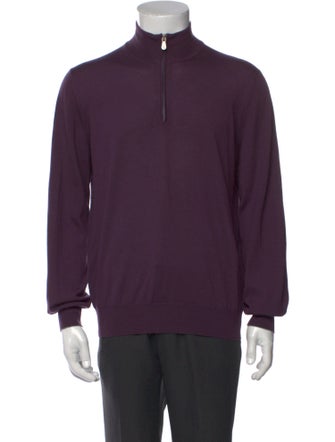 Brunello Cucinelli Virgin Wool Mock Neck Polo Sweater