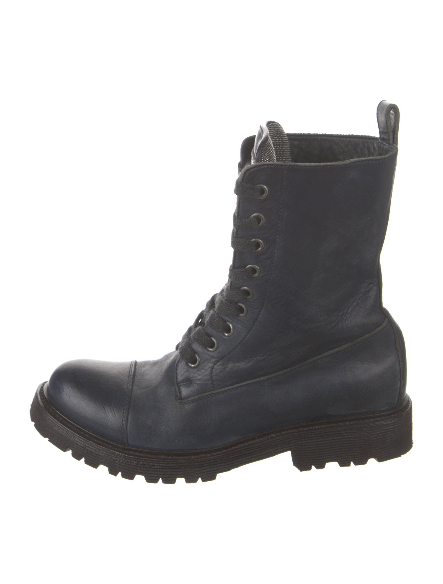 Brunello Cucinelli Monili Leather Combat Boots