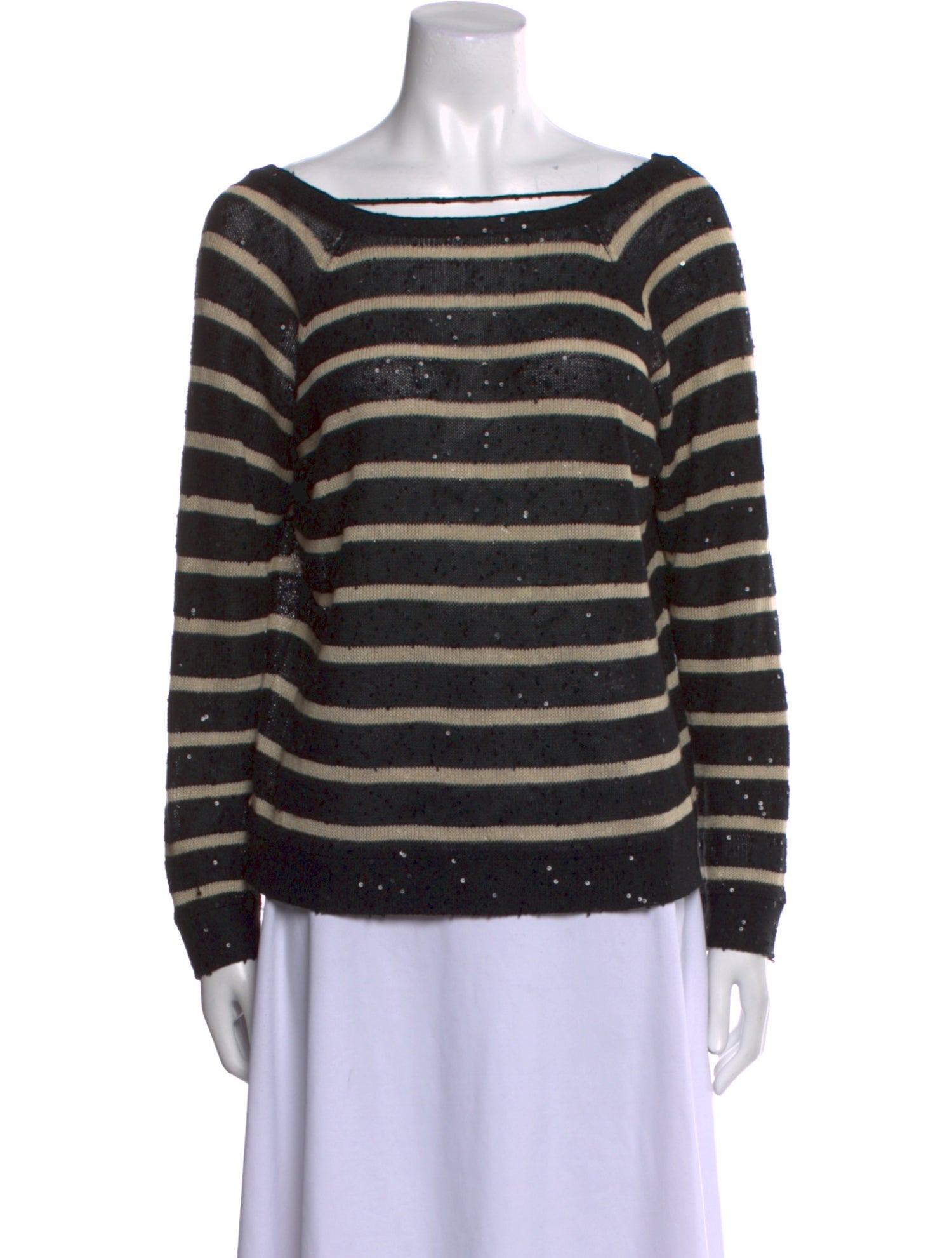 Brunello Cucinelli Striped Bateau Neckline Sweatshirt
