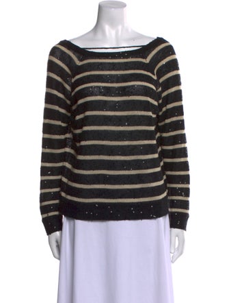 Brunello Cucinelli Striped Bateau Neckline Sweatshirt