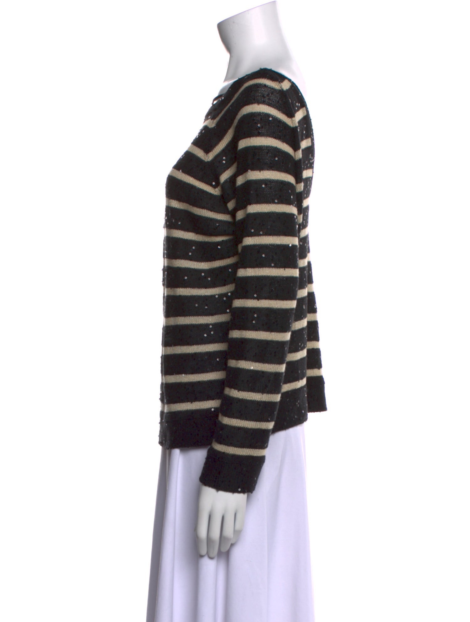 Brunello Cucinelli Striped Bateau Neckline Sweatshirt