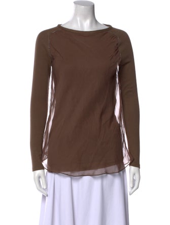 Brunello Cucinelli Bateau Neckline Long Sleeve Top