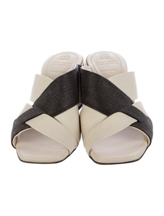 Brunello Cucinelli Monili Leather Slides