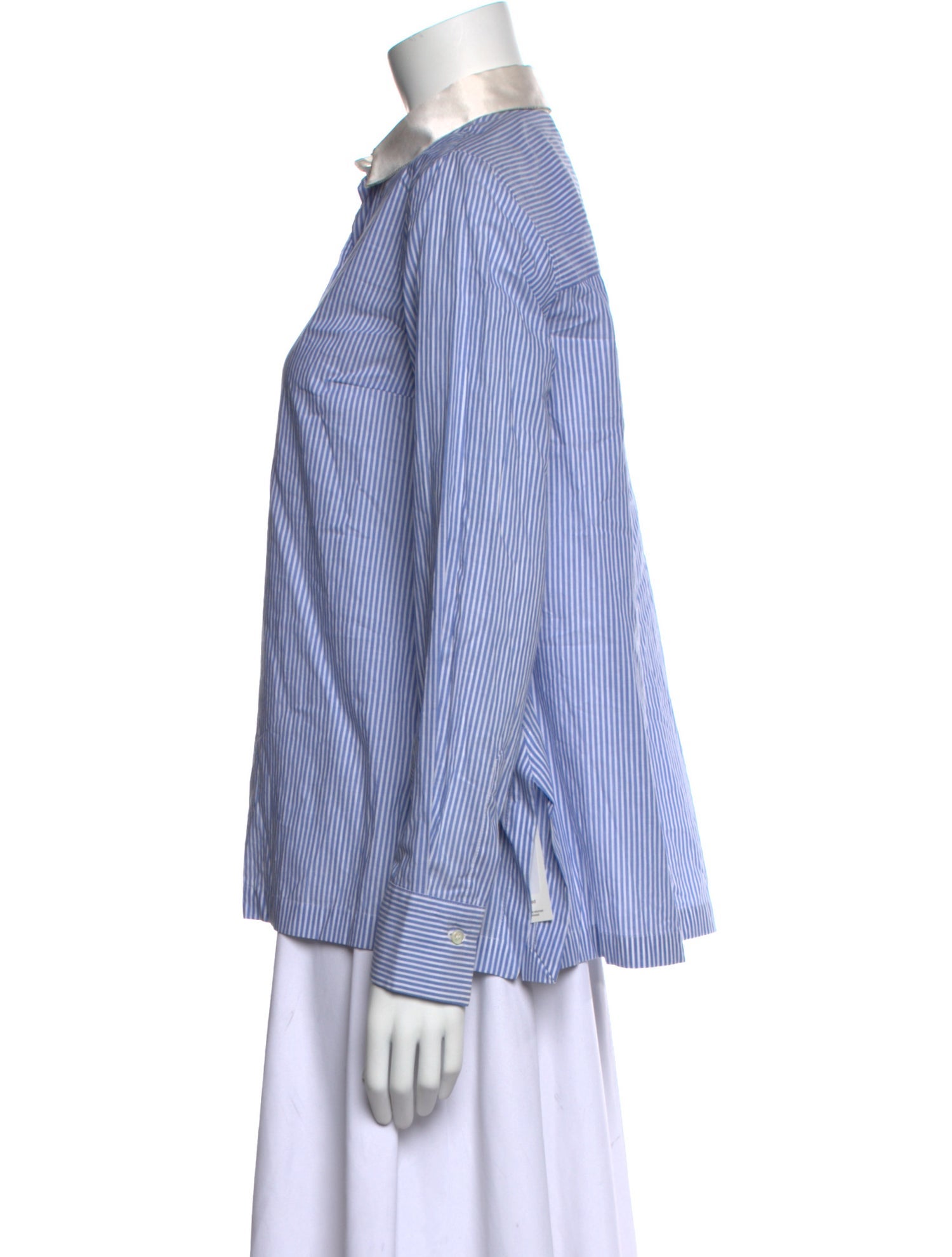 Brunello Cucinelli Striped Long Sleeve Button-Up Top