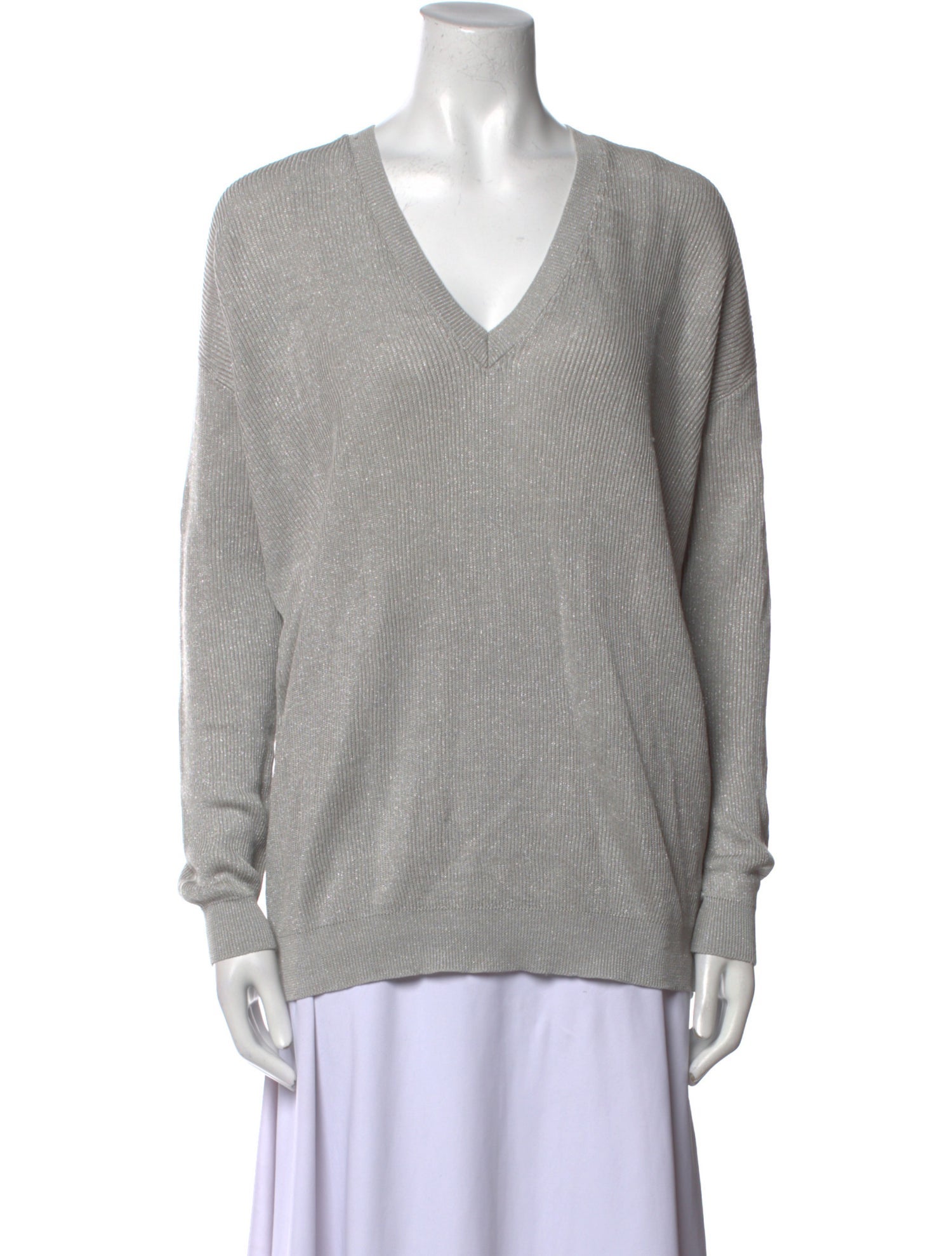 Brunello Cucinelli Linen V-Neck Sweatshirt