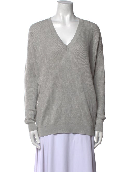 Brunello Cucinelli Linen V-Neck Sweatshirt