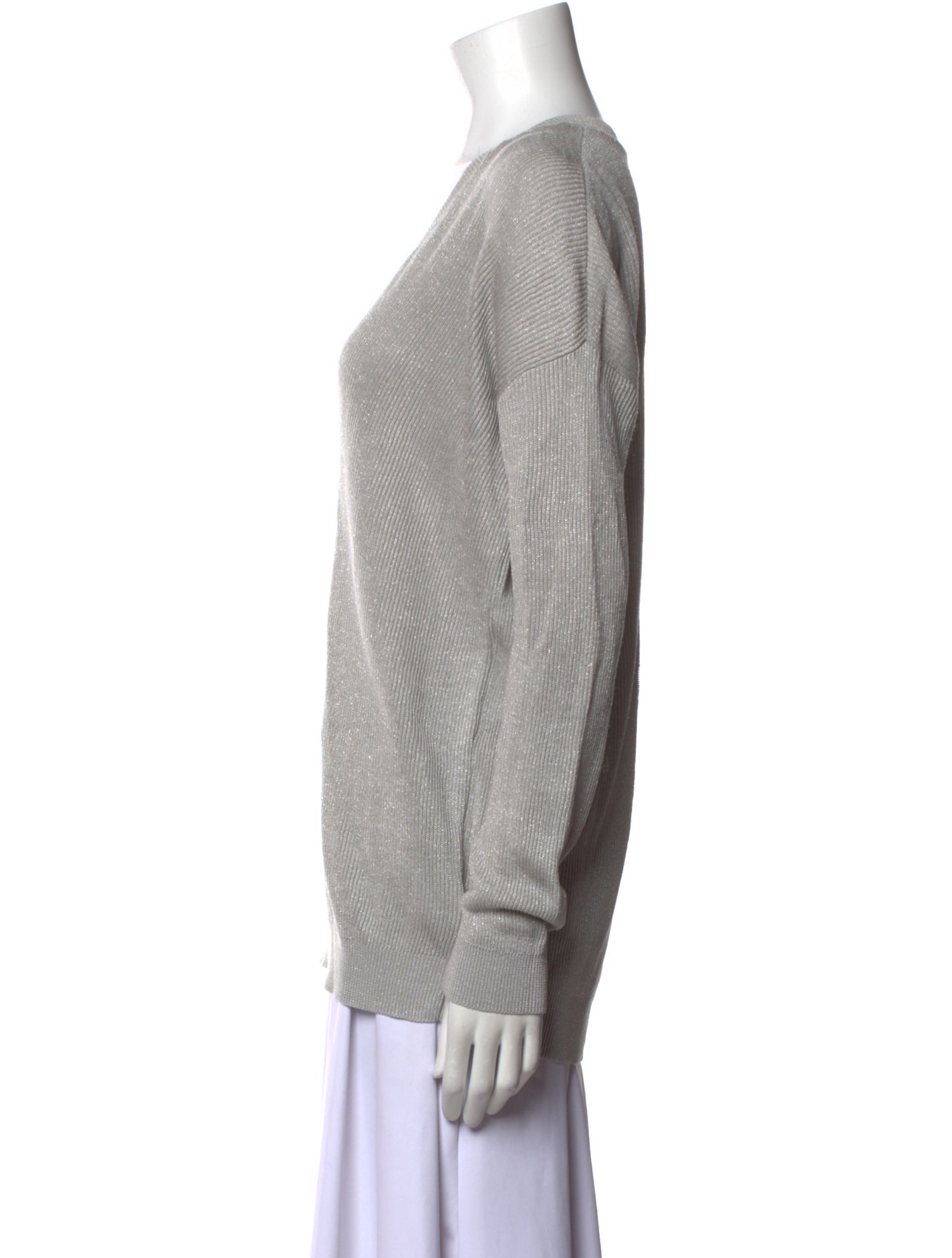 Brunello Cucinelli Linen V-Neck Sweatshirt