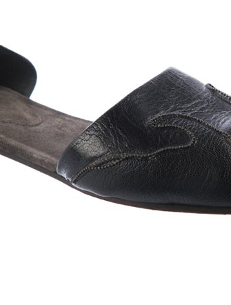 Brunello Cucinelli Monili Leather D'Orsay Flats