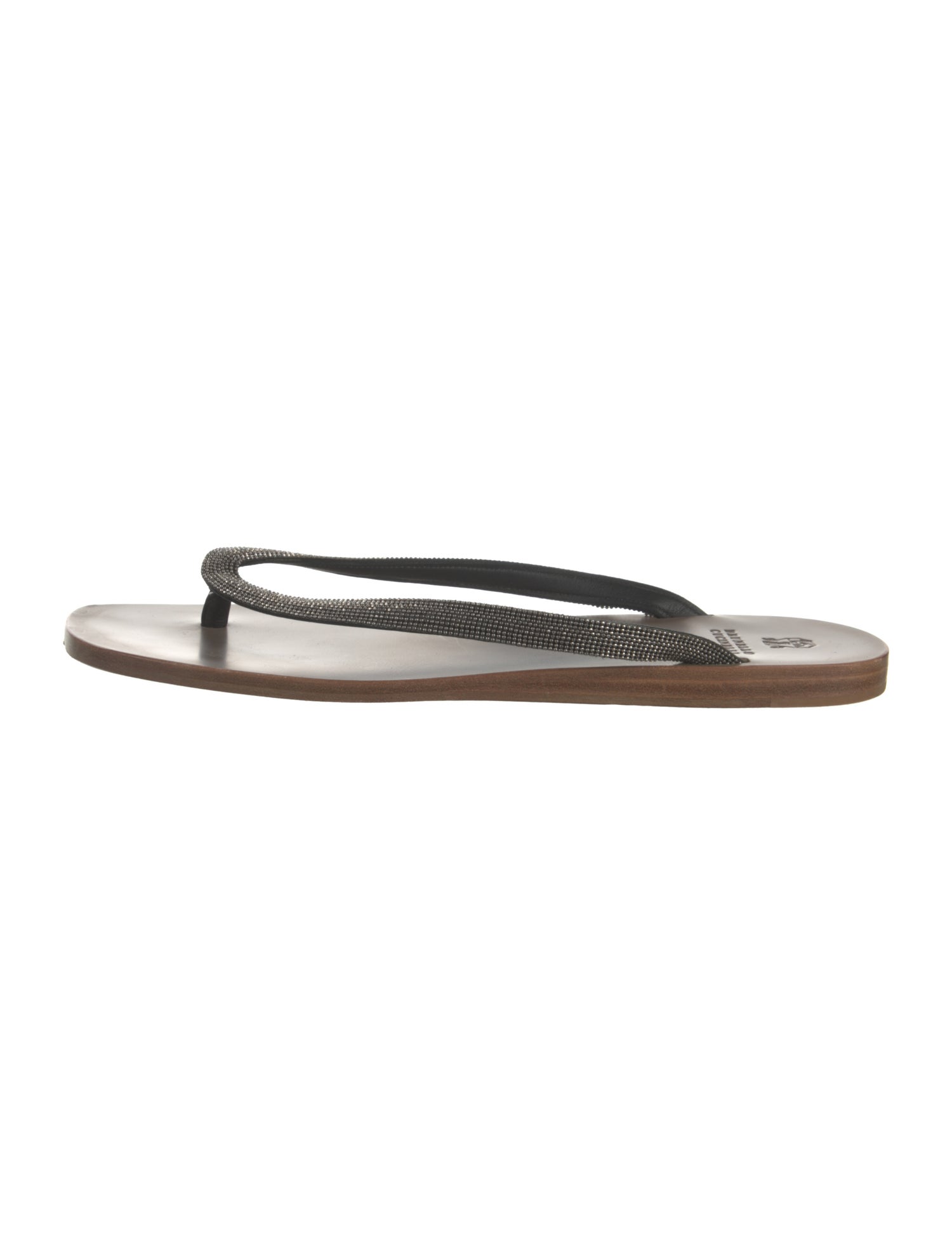 Brunello Cucinelli Monili Leather Flip Flops