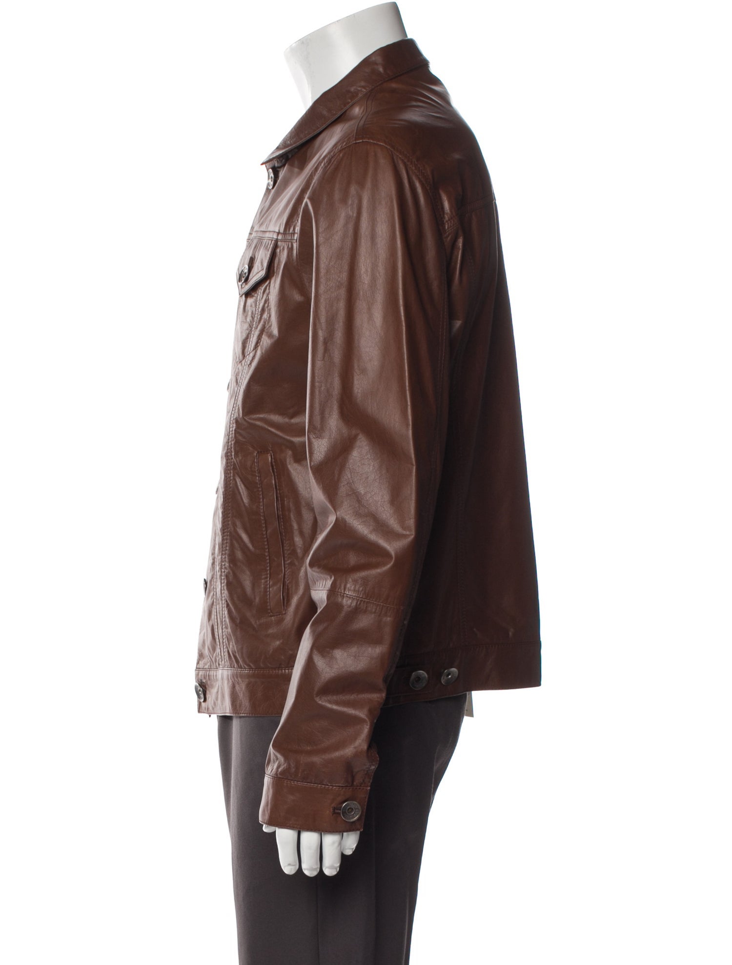 Brunello Cucinelli Leather Trucker Jacket