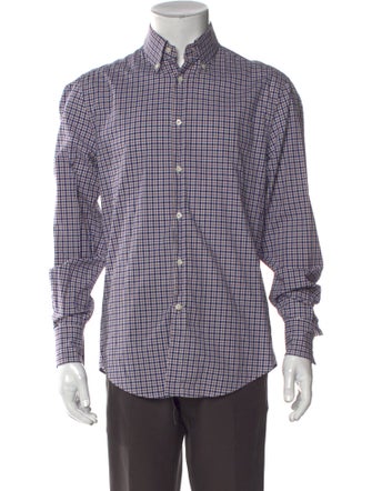 Brunello Cucinelli Plaid Print Long Sleeve Dress Shirt