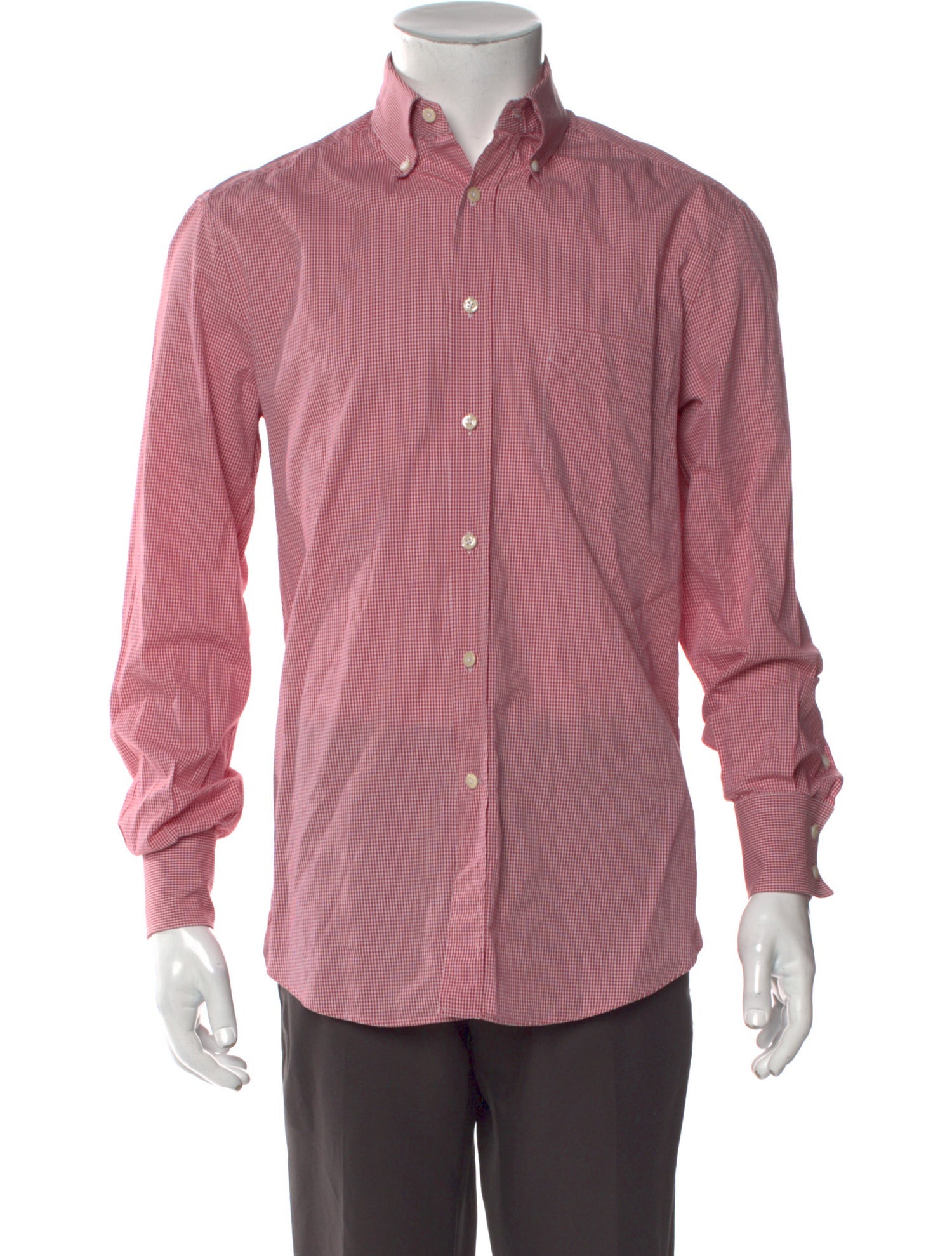 Brunello Cucinelli Plaid Print Long Sleeve Shirt